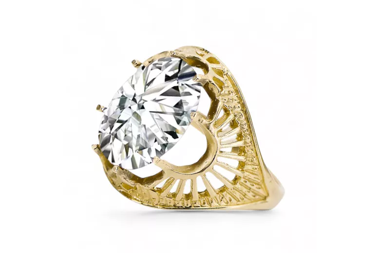 Zircon Or jaune 14 carats Anneau Vintage vrc003y